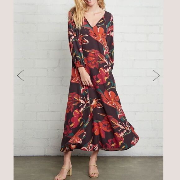 Rachel Pally Chocolate Brown Floral Crepe Manon Dress in Tulip, Size Small - Picture 1 of 11